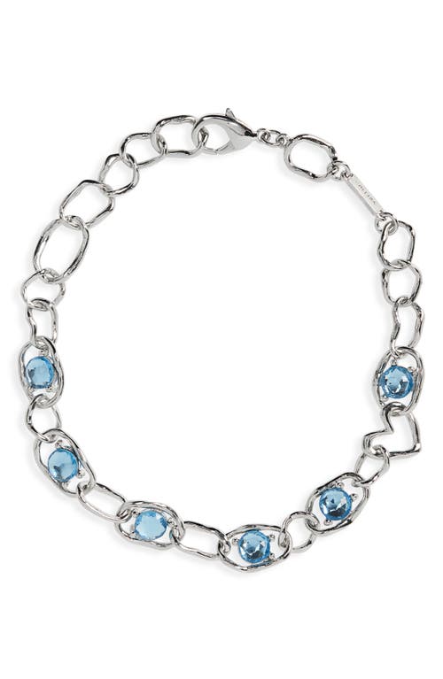 Collina Strada Crystal Station Recycled Pewter Crush Chain Collar Necklace in Sky Silver
