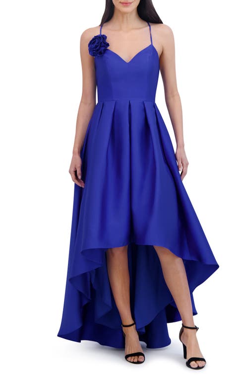 Shop Eliza J Rosette Pleated High-low Cocktail Dress In Cob