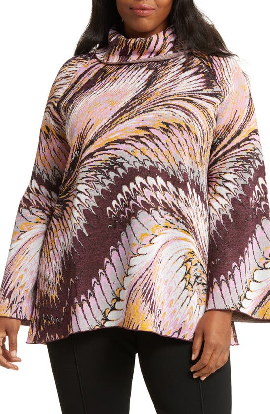 Shop Marina Rinaldi X Mary Katranzou Metallic Jacquard Tunic Sweater In Pink Multi