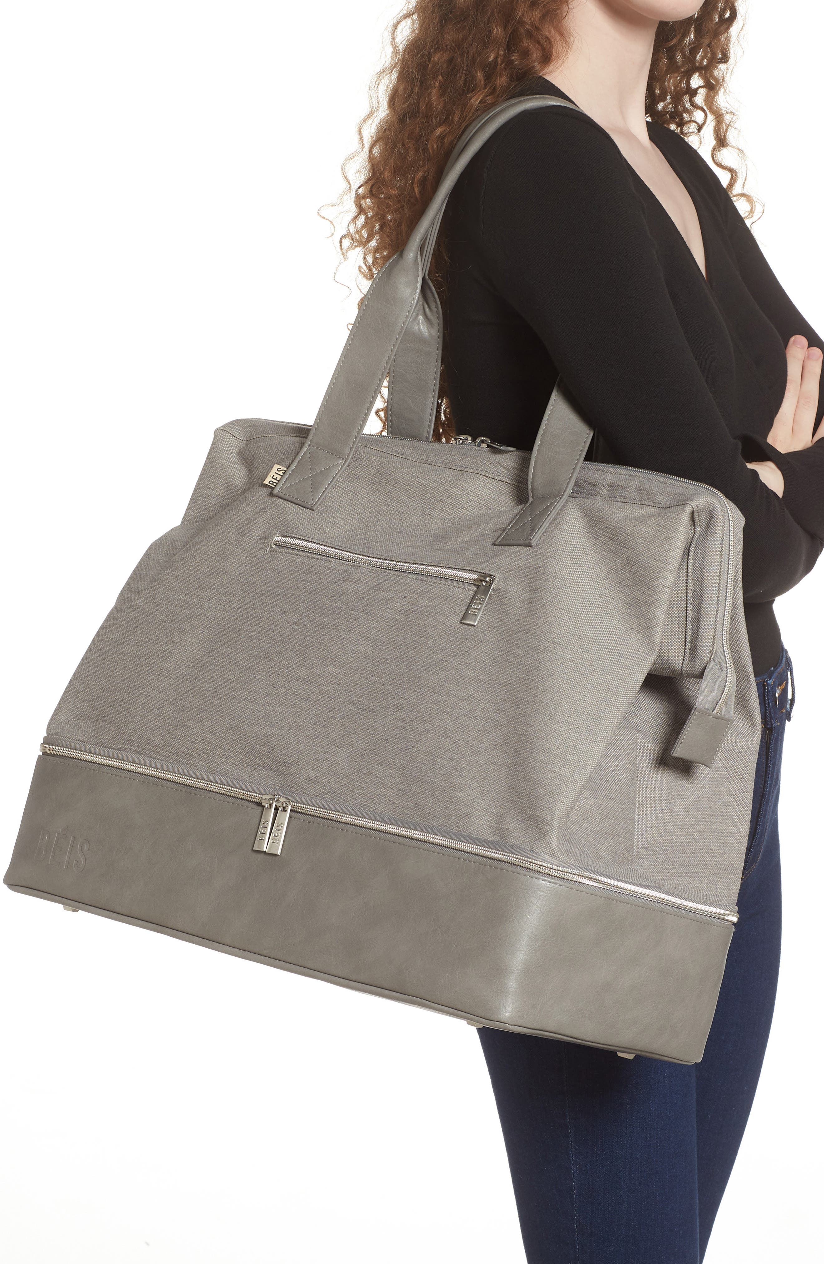 BÉIS 'The Weekender' in Grey - Grey Travel Bag & Duffle Bag