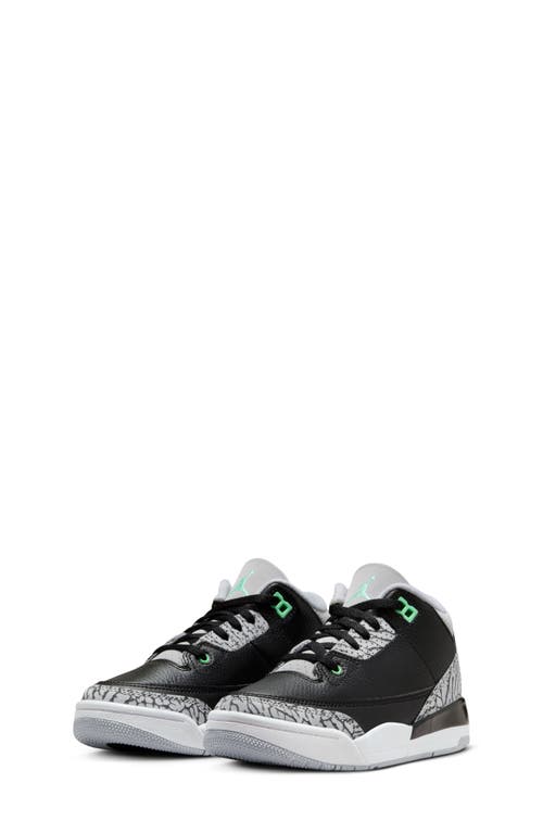 Kids' Air Jordan 3 Retro Sneaker in Black/Green/Grey/White at Nordstrom, Size 3 M
