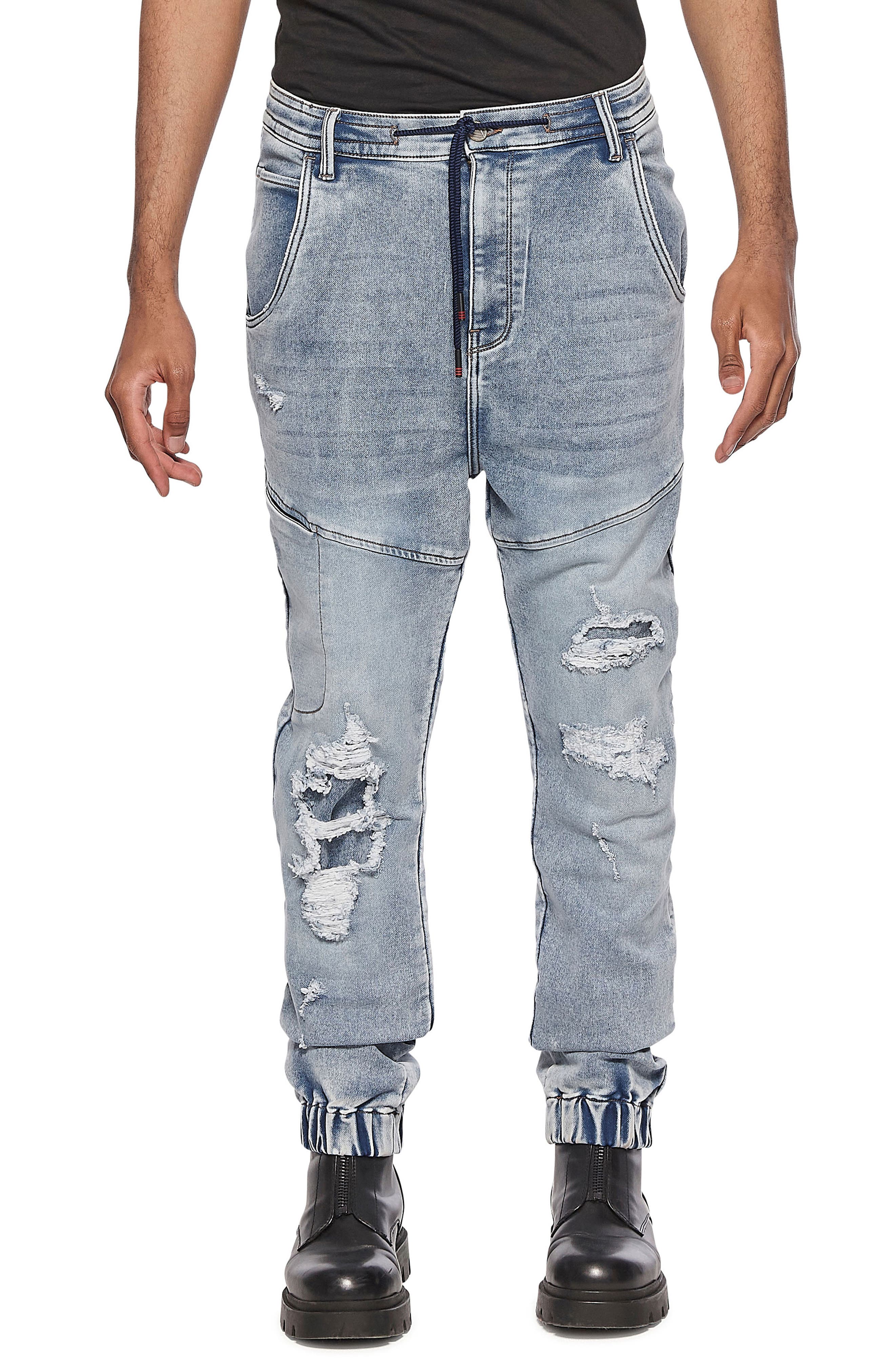 denim track pants mens