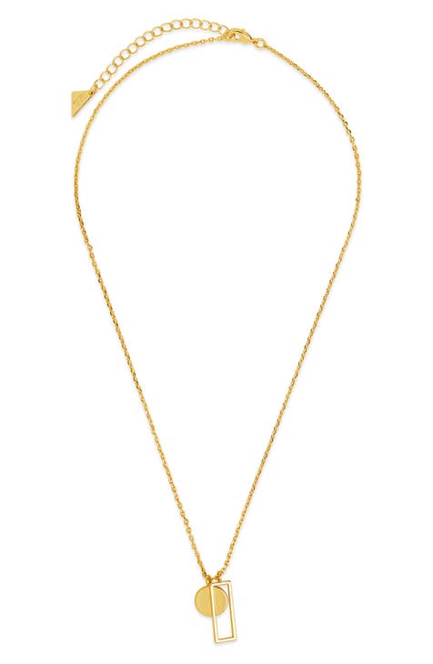 14K Gold Plated Geometric Charm Pendant Necklace