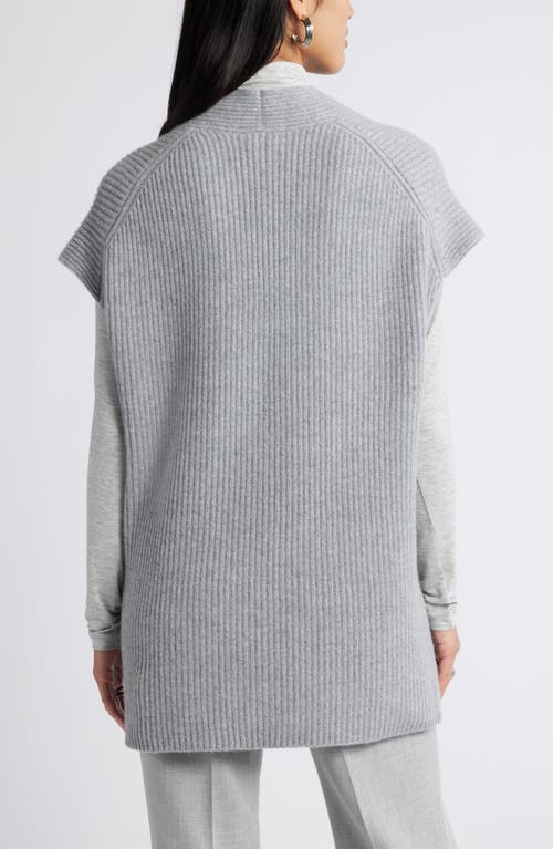 Shop Nordstrom Oversize Wool & Cashmere V-neck Sweater Vest In Grey Heather