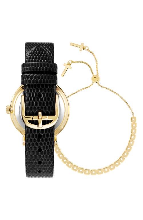 Shop Ted Baker London Phylipa Leather Strap Watch & Bracelet Set, 34mm In Yellow Gold/black/black