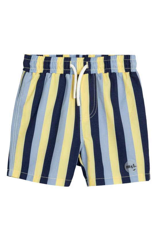 Miles The Label Babies' Sunny Stripes Swim Trunks In Blue