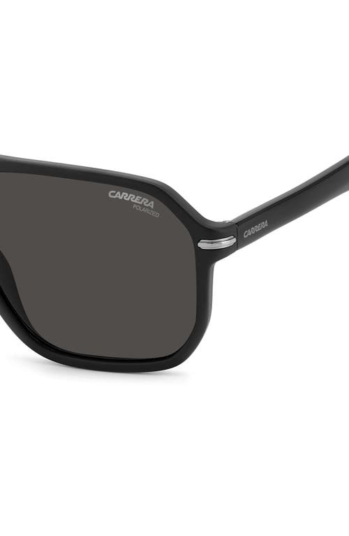 Carrera Eyewear 59mm Polarized Rectangular Sunglasses In Matte Black/gray Polar