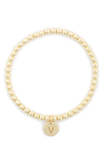Meshmerise Initial Charm Ball Stretch Bracelet In Yellow-v