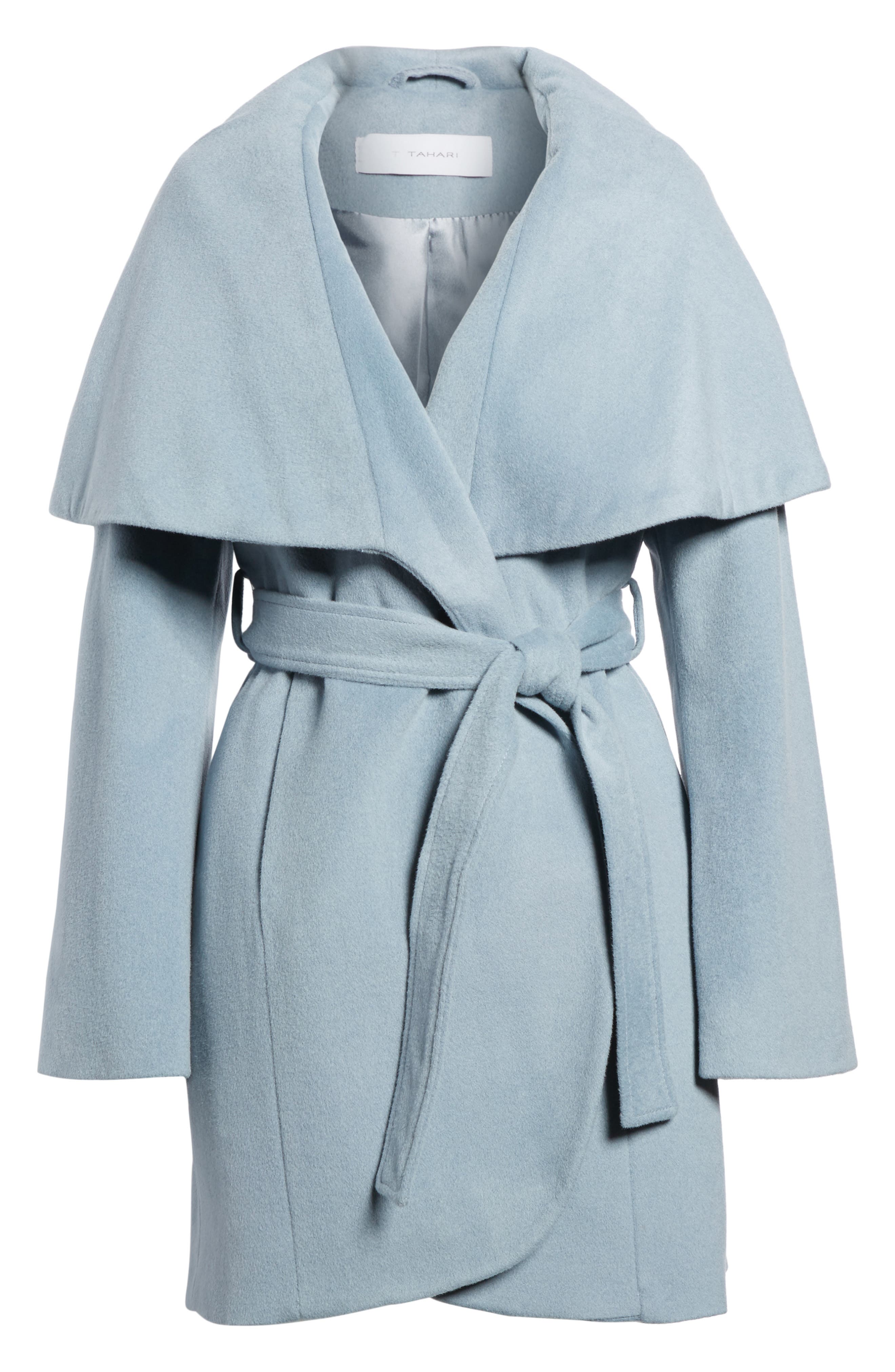 t tahari wool blend wrap coat