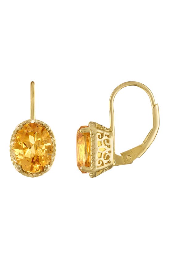 Fzn 14k Gold Plate Citrine Drop Earrings In Citrine