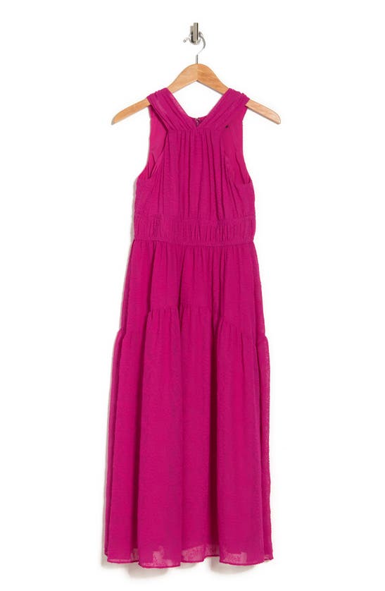 Maggy London Halter Neck Clip Dot Maxi Dress In Fuchsia Red | ModeSens