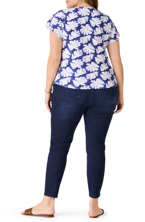 Shop Nzt By Nic+zoe Shadow Palm Flutter Sleeve T-shirt In Blue Multi