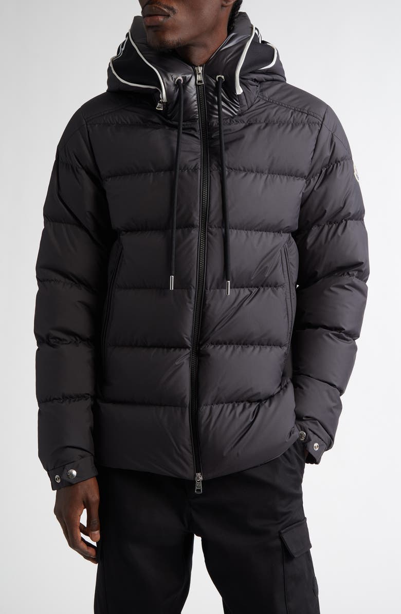 Moncler Cardere Hooded Down Puffer Jacket, Main, color, Black
