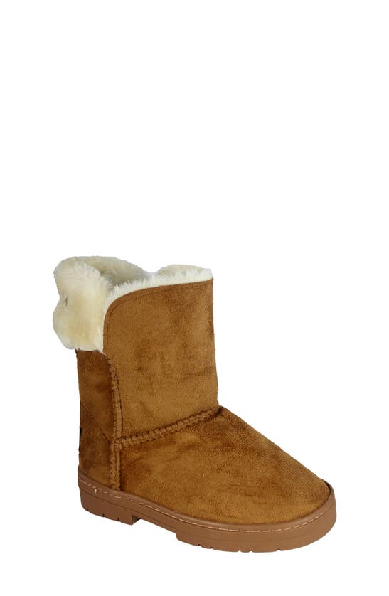 Bebe Kids' Microsuede Faux Fur Lined Boot In Cognac