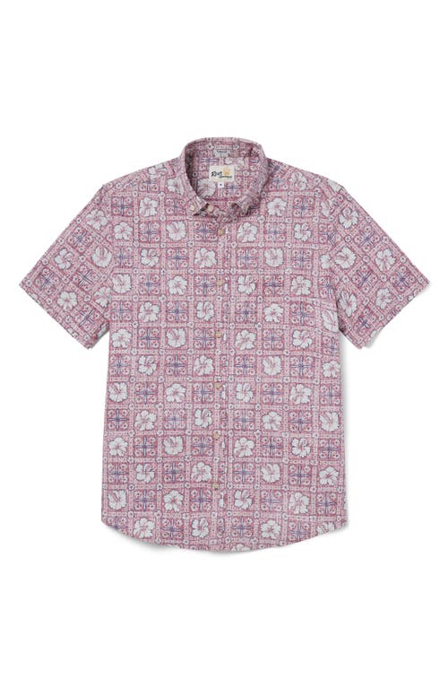 Pua Patchwork Tailored Fit Floral Short Sleeve Button-Down Shirt in Faded Ginger