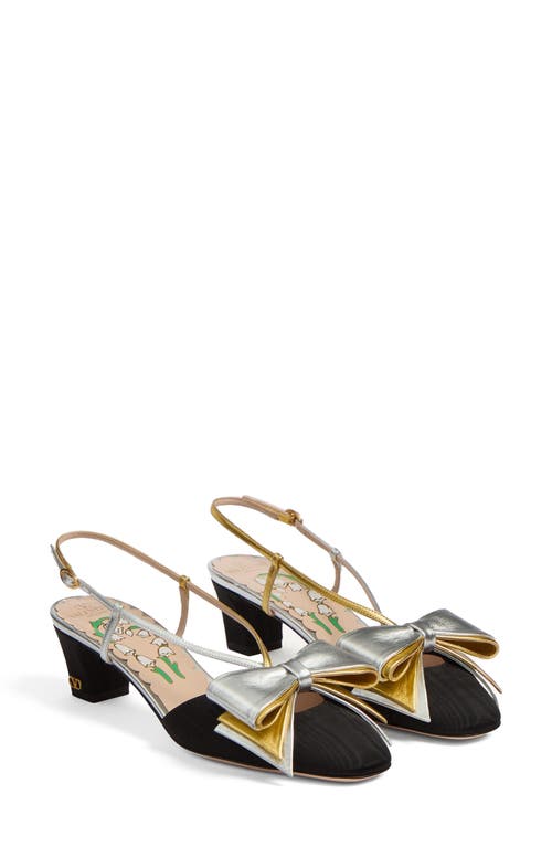 Valentino Bowow T. 45 Mid Heel Pumps In Black/silver