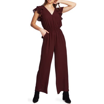 1.state Flutter Sleeve Jumpsuit, Burgundy
