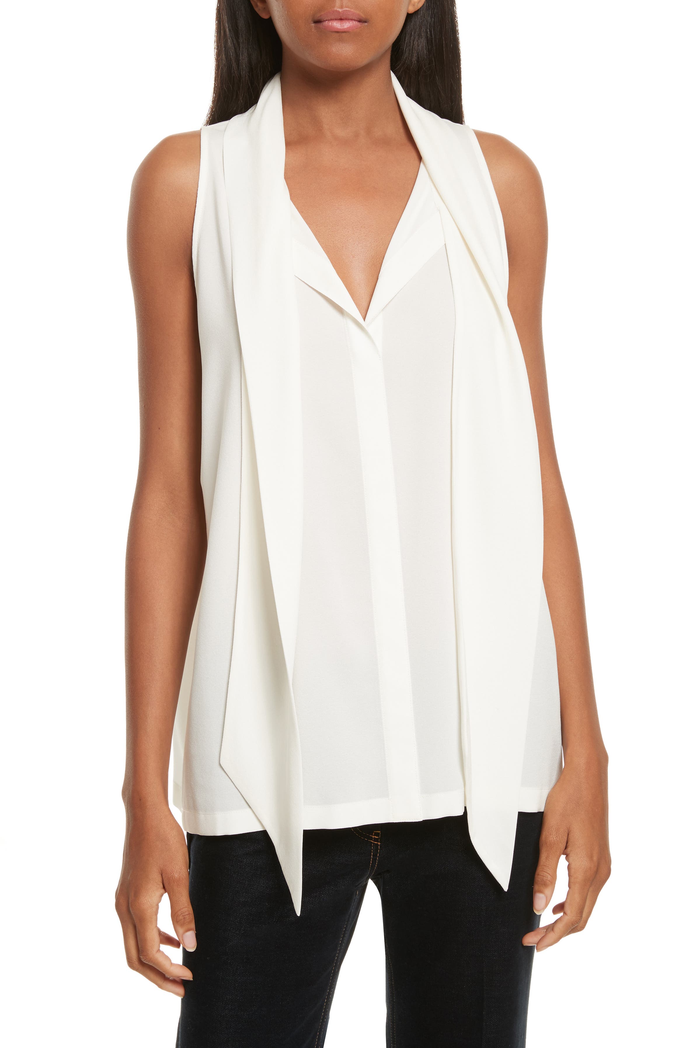 Theory Scarf Neck Stretch Silk Blouse | Nordstrom