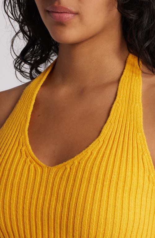 Pacsun Pixie Rib Crop Halter Top In Citrus