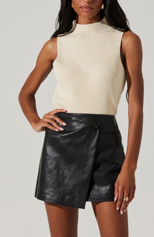 Shop Astr The Label Zea Sleeveless Funnel Neck Rib Sweater In Oatmeal