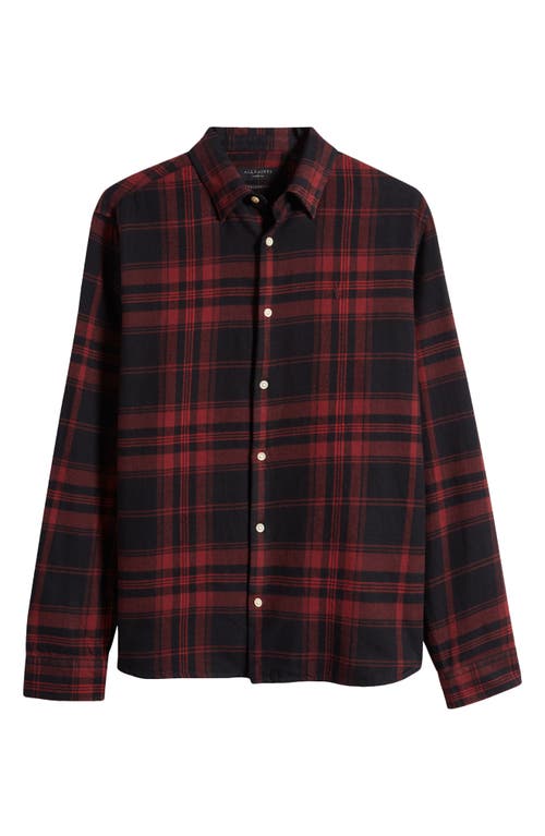 Allsaints Thorn Plaid Flannel Button-up Shirt In Sangria Red