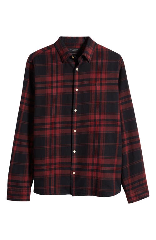 Shop Allsaints Thorn Plaid Flannel Button-up Shirt In Sangria Red