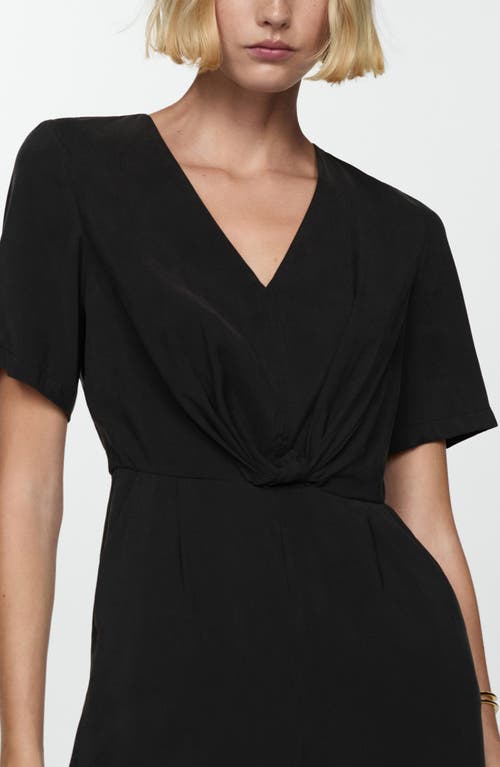 Shop Mango Knotted Short Sleeve Jumpsuit In Black