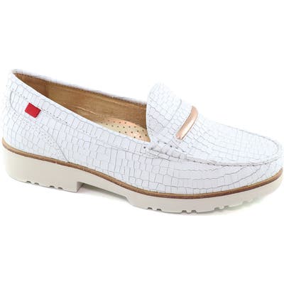 Marc Joseph New York Studio Lane Croc Embossed Loafer, White
