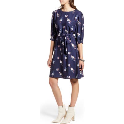 Petite Halogen Tie Waist Dress, Blue