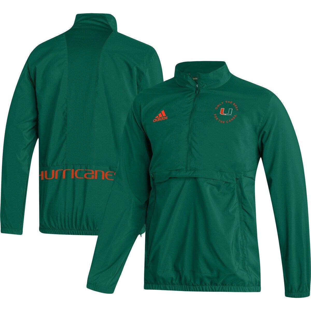 adidas Men's adidas Green Miami Hurricanes AEROREADY HalfZip Jacket