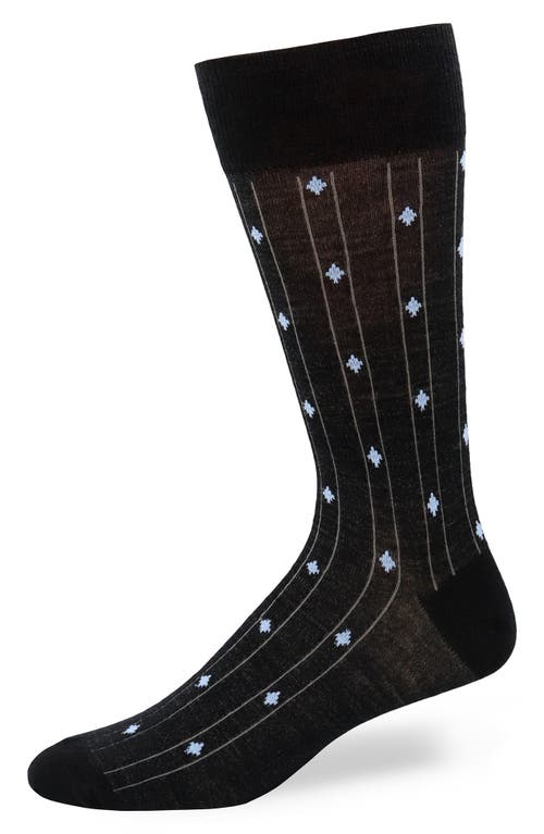 Lorenzo Uomo Ribbed Wool Blend Dress Socks in Black