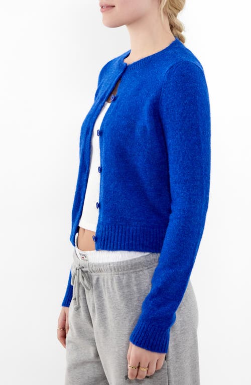 Shop Bdg Urban Outfitters Cozy Crewneck Cardigan In Bright Blue