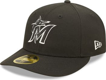 New Era Men's New Era Miami Marlins Black & White Low Profile 59FIFTY Fitted  Hat