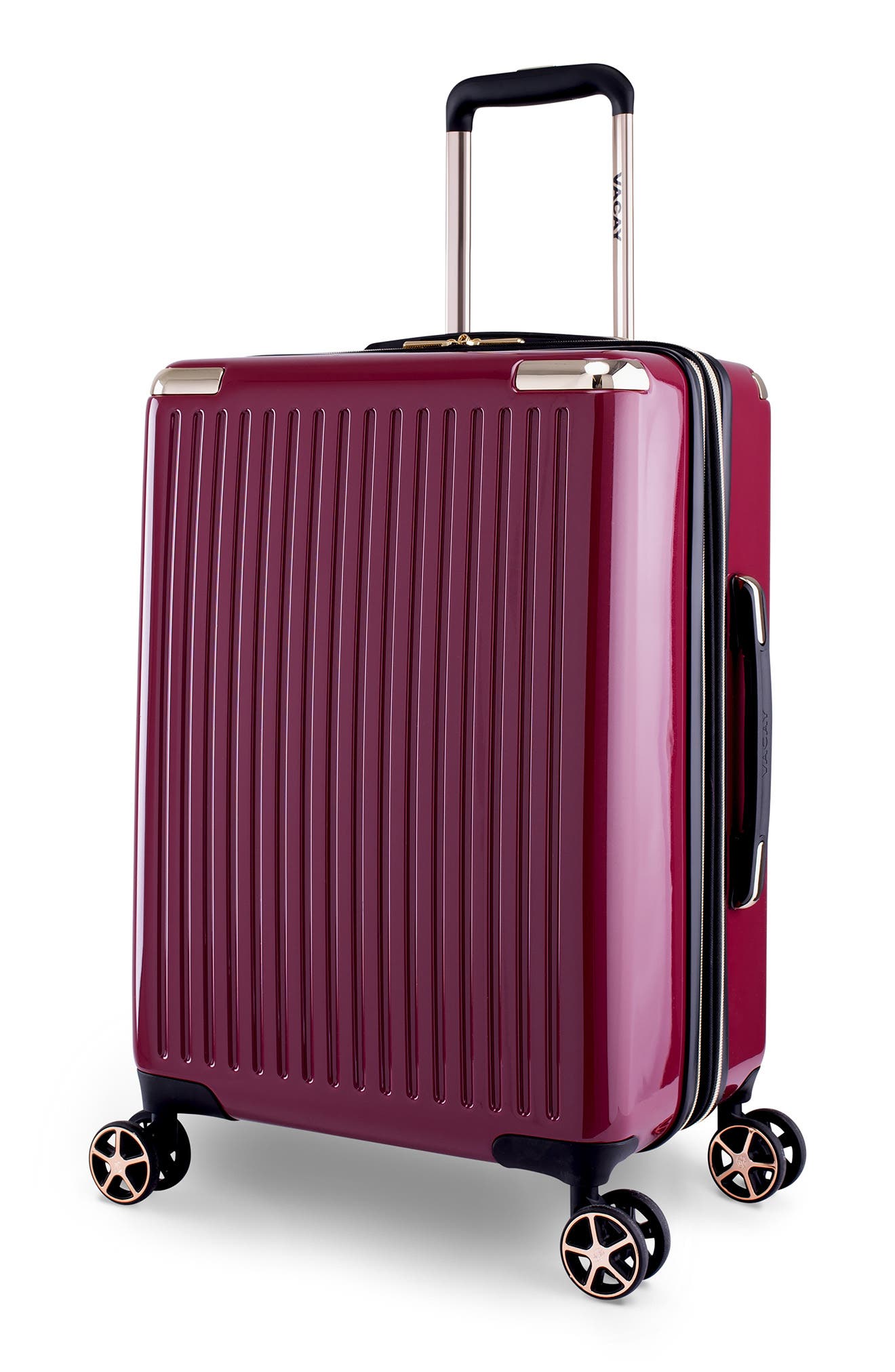 purple large suitcase