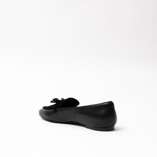 Shop Cecelia New York Elizabeth Bow Embellished Loafer In Blklthrblksude