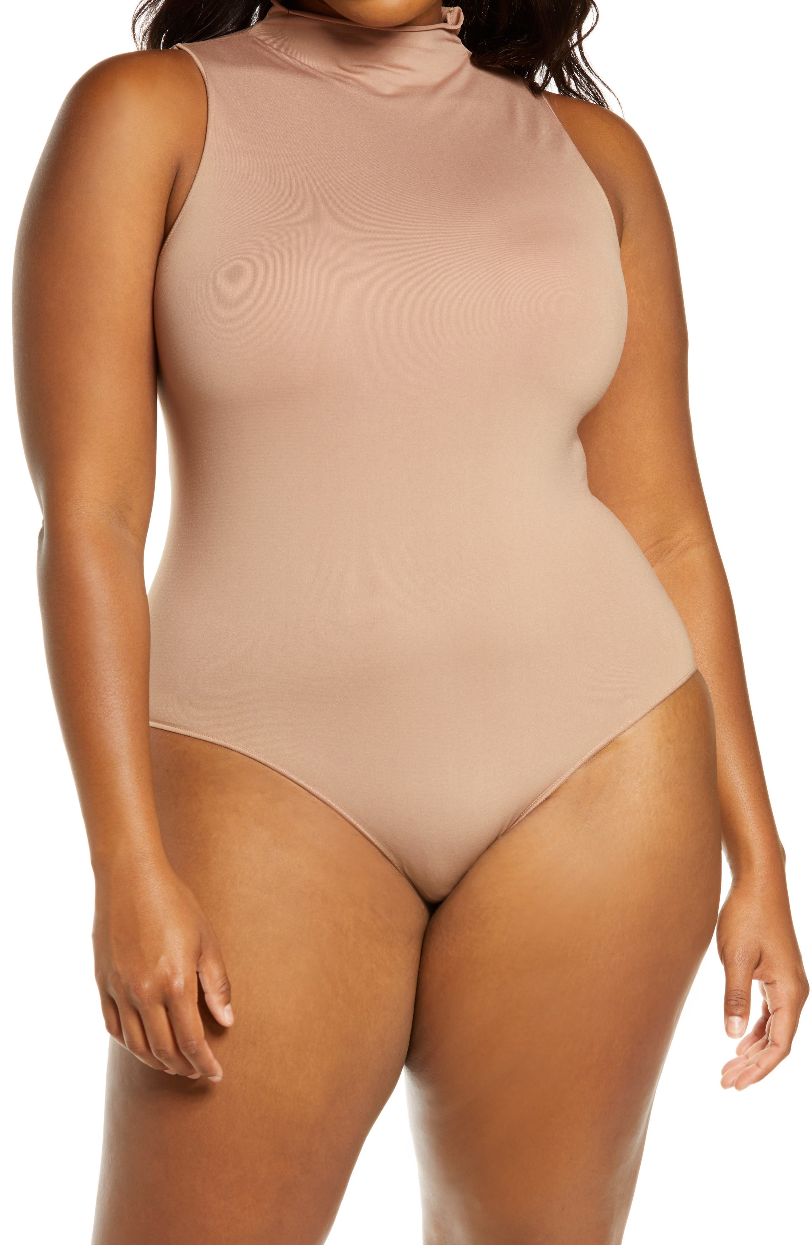 SKIMS Black Essential Thong Long Sleeve Bodysuit - Tigers Eye