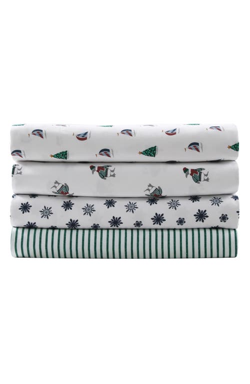 Nautica Harmead Green Striped Queen Flannel Sheet Set In Green