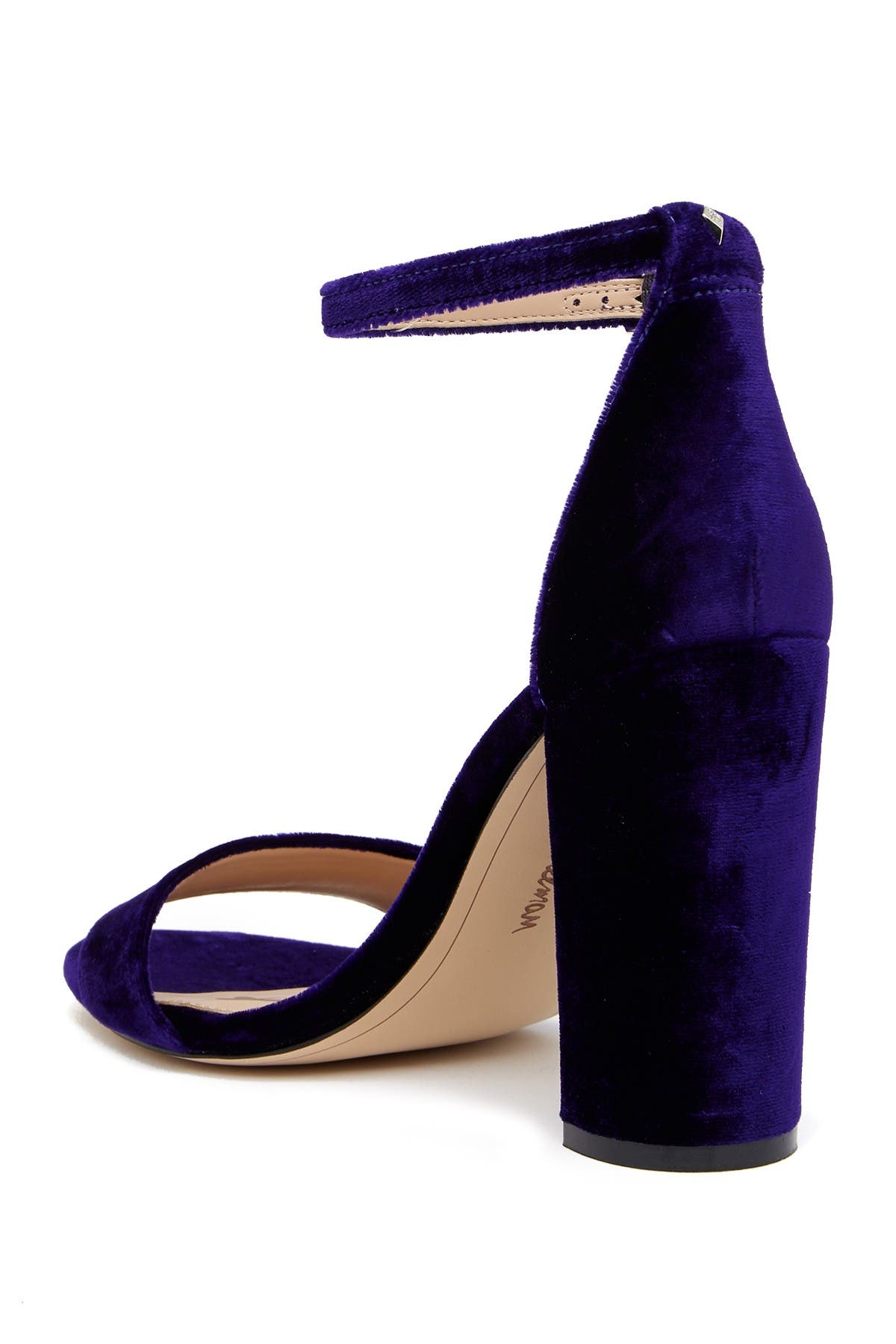 purple block heel sandals