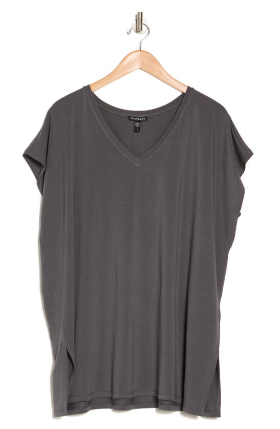 Eileen Fisher V-neck Tencel® Lyocell T-shirt In Gray