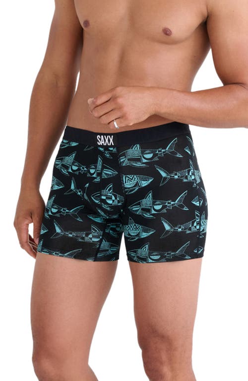 SAXX Vibe Super Soft Slim Fit Boxer Briefs in Erik Abel-Sharks at Nordstrom, Size Small
