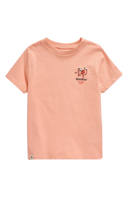 Shop Boardies Kids' Wreaking Havoc Organic Cotton Graphic T-shirt In Peach