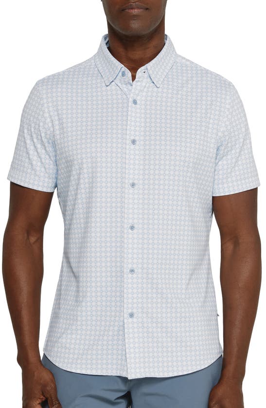 Shop 7 Diamonds Morris Geo Print Short Sleve Performance Button-up Shirt In White