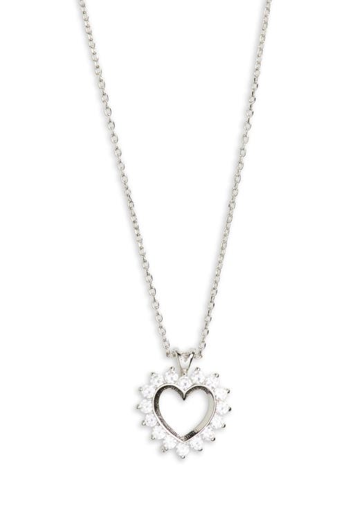 Shop Nordstrom Rack Cubic Zirconia Open Heart Pendant Necklace In Clear- Silver