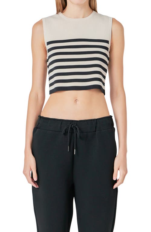 Grey Lab Stripe Crop Tank In Beige/black
