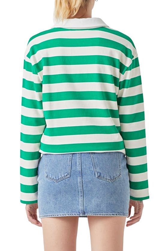 Shop Grey Lab Stripe Cotton Blend Polo Shirt In Green