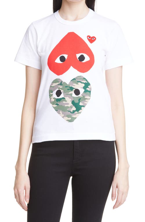 Comme des Garçons PLAY Camo Heart Graphic Tee in White
