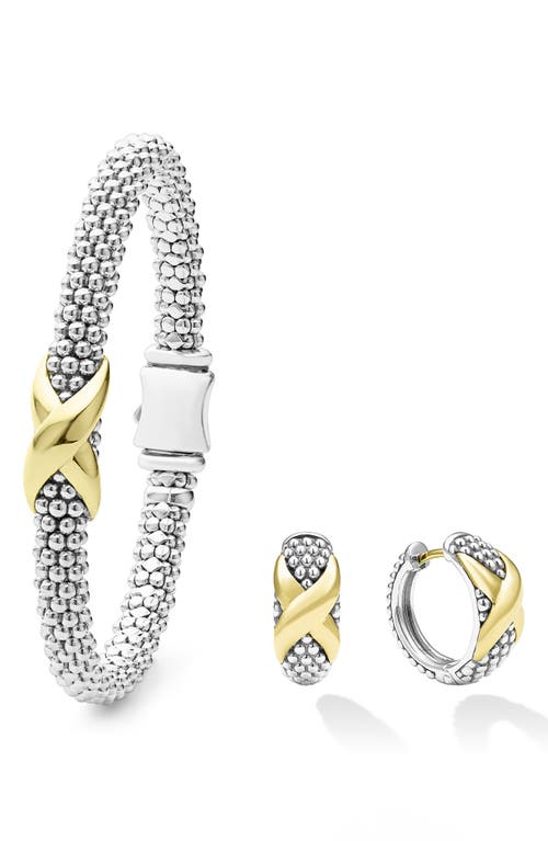 LAGOS Caviar Beaded Bangle & Hoop Earrings Set in Silver Yellow Gold at Nordstrom