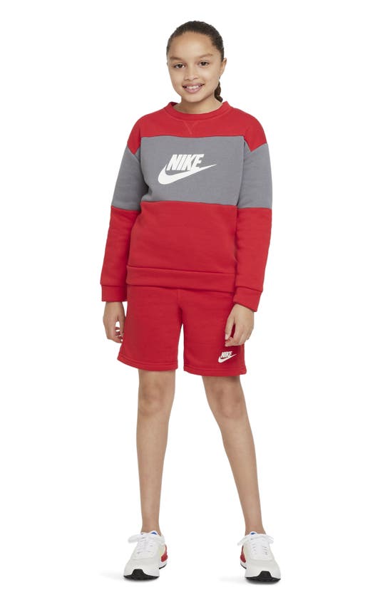 Nike Kids' Colorblock Cotton Blend French Terry Tracksuit In Red