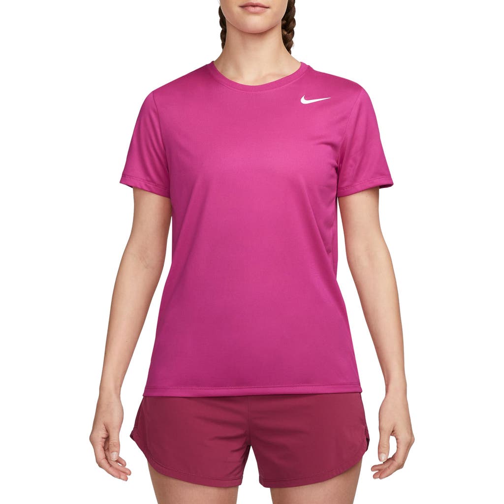 Shop Nike Dri-fit Crewneck T-shirt In 615fireberry/white