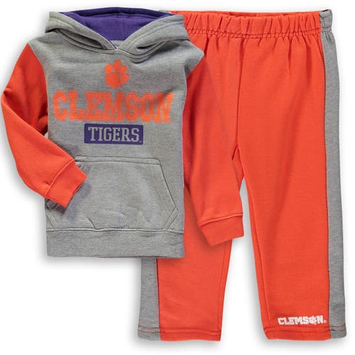 Toddler Colosseum Heathered Gray/Orange Clemson Tigers Back To School Fleece Hoodie And Pant Set in Heather Gray
